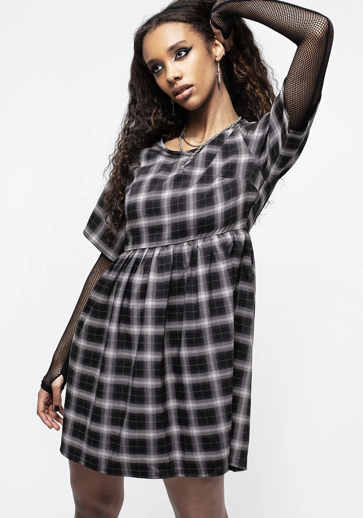 Billie Check Mini Smock Dress