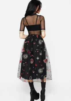 Bloodlust Embroidered Midi Skirt