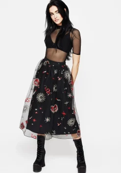 Bloodlust Embroidered Midi Skirt