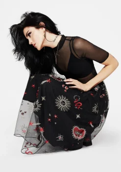 Bloodlust Embroidered Midi Skirt