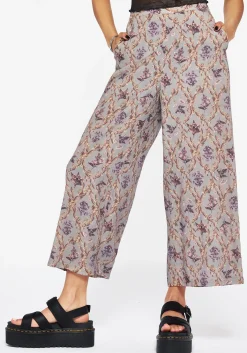 Blossom Floral Tile Printed Wide Leg Culotte Trousers