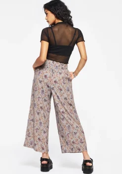 Blossom Floral Tile Printed Wide Leg Culotte Trousers