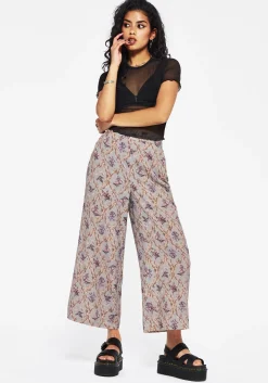 Blossom Floral Tile Printed Wide Leg Culotte Trousers