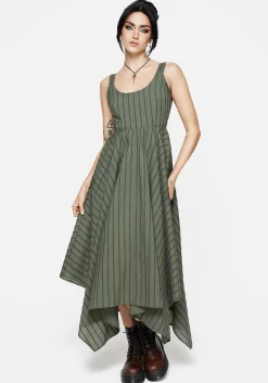 Blythe Cotton Handkerchief Hem Midaxi Dress - Green