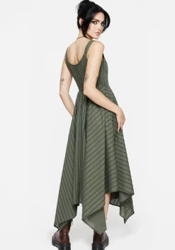 Blythe Cotton Handkerchief Hem Midaxi Dress - Green