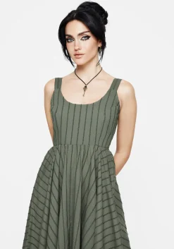 Blythe Cotton Handkerchief Hem Midaxi Dress - Green