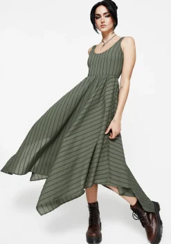 Blythe Cotton Handkerchief Hem Midaxi Dress - Green