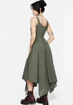 Blythe Cotton Handkerchief Hem Midaxi Dress - Green
