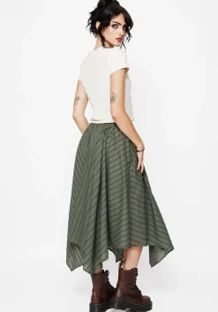 Blythe Cotton Handkerchief Hem Midaxi Skirt - Green