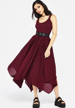 Blythe Cotton Handkerchief Hem Midaxi Dress - Burgundy