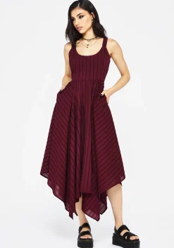 Blythe Cotton Handkerchief Hem Midaxi Dress - Burgundy