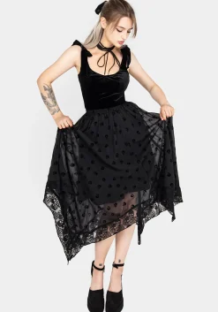 Bones Flocked Chiffon Handkerchief Hem Skirt