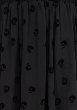 Bones Flocked Chiffon Handkerchief Hem Skirt
