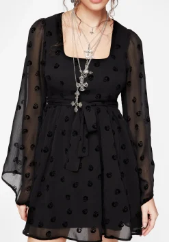 Bones Flocked Chiffon Mini Dress