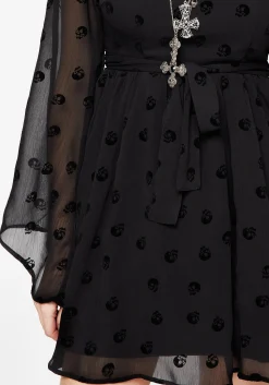Bones Flocked Chiffon Mini Dress