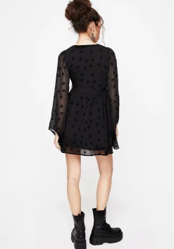 Bones Flocked Chiffon Mini Dress