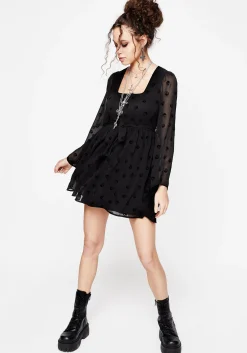 Bones Flocked Chiffon Mini Dress