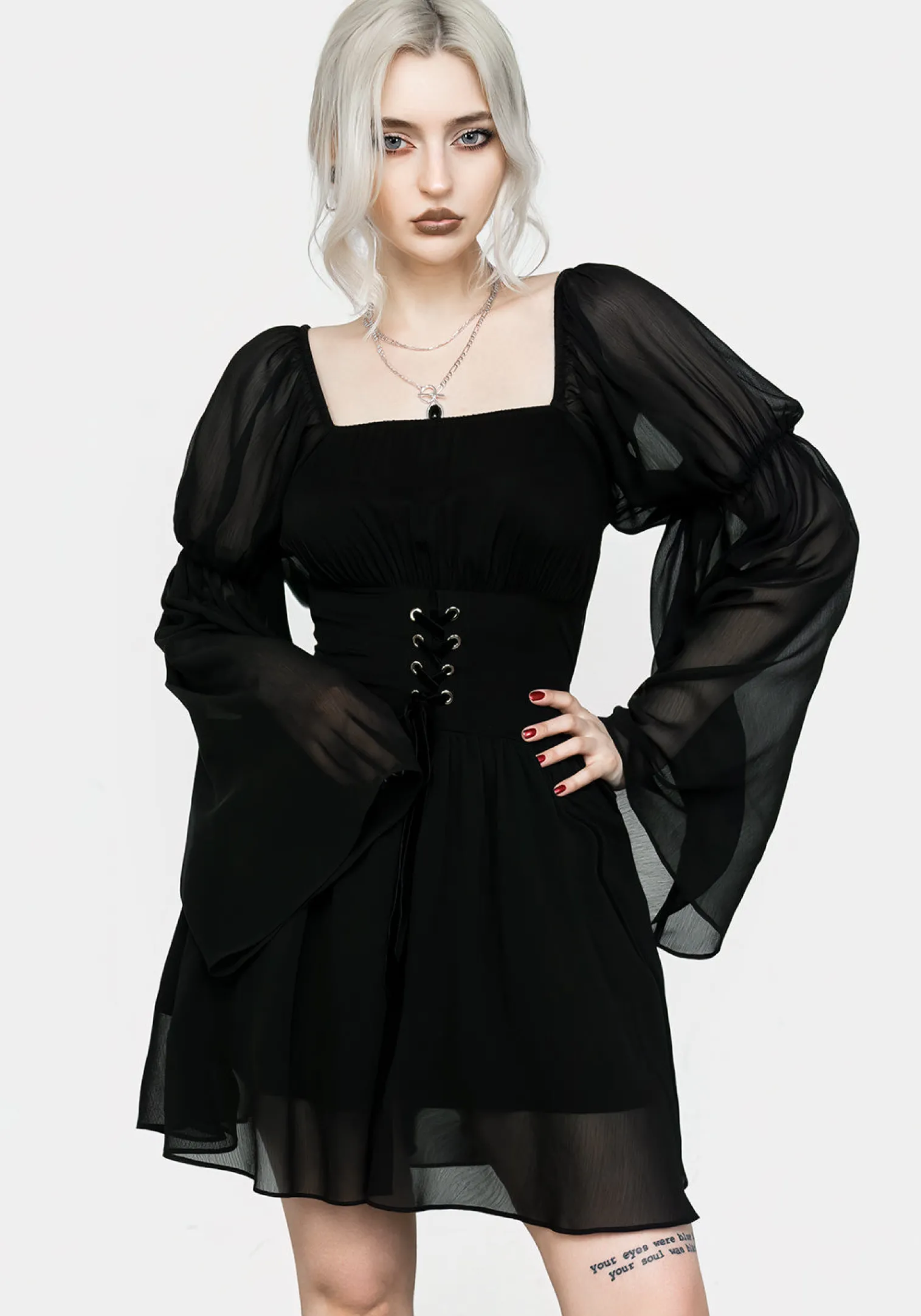 Bonnie Sheer Lace Up Mini Dress