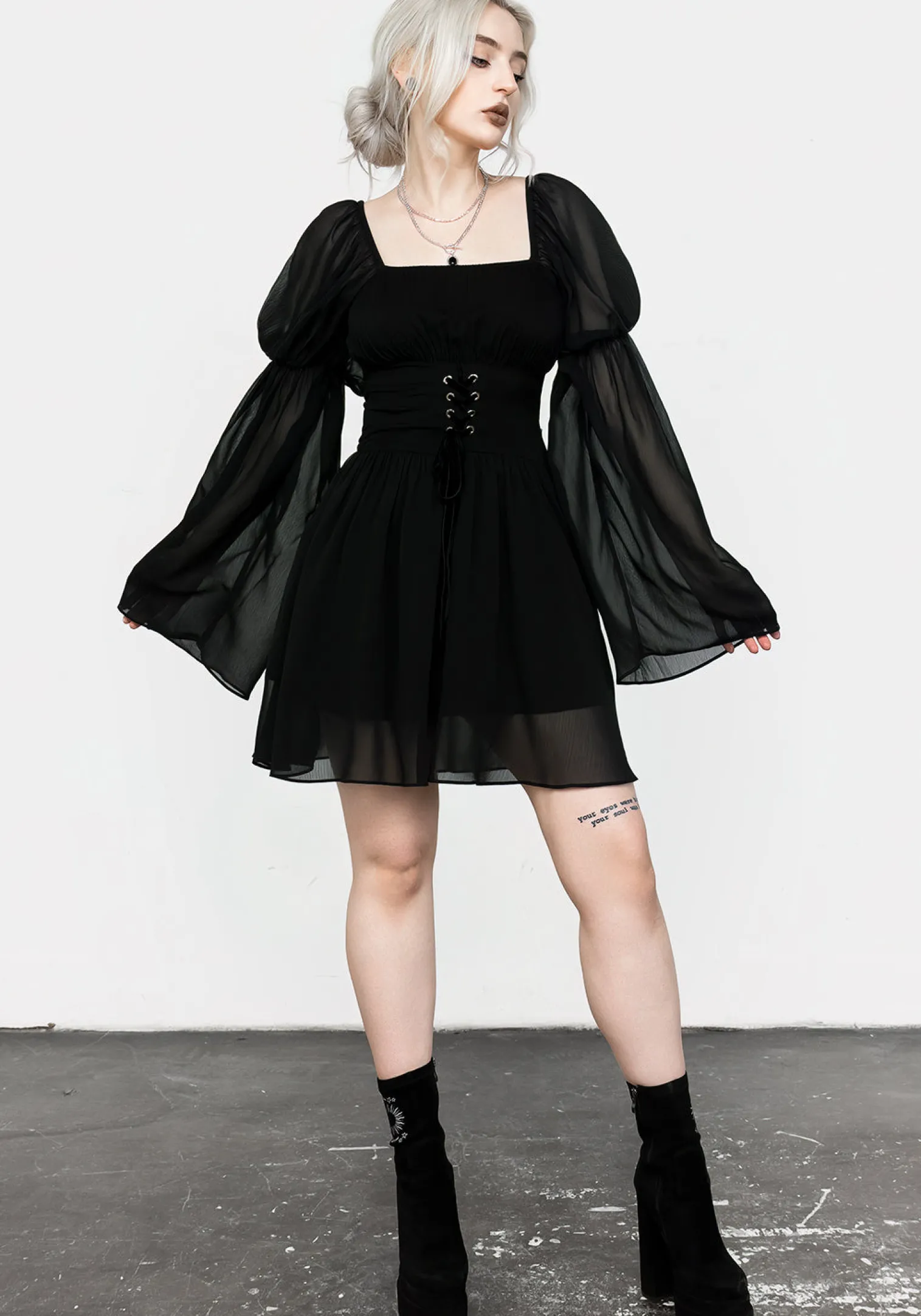 Bonnie Sheer Lace Up Mini Dress