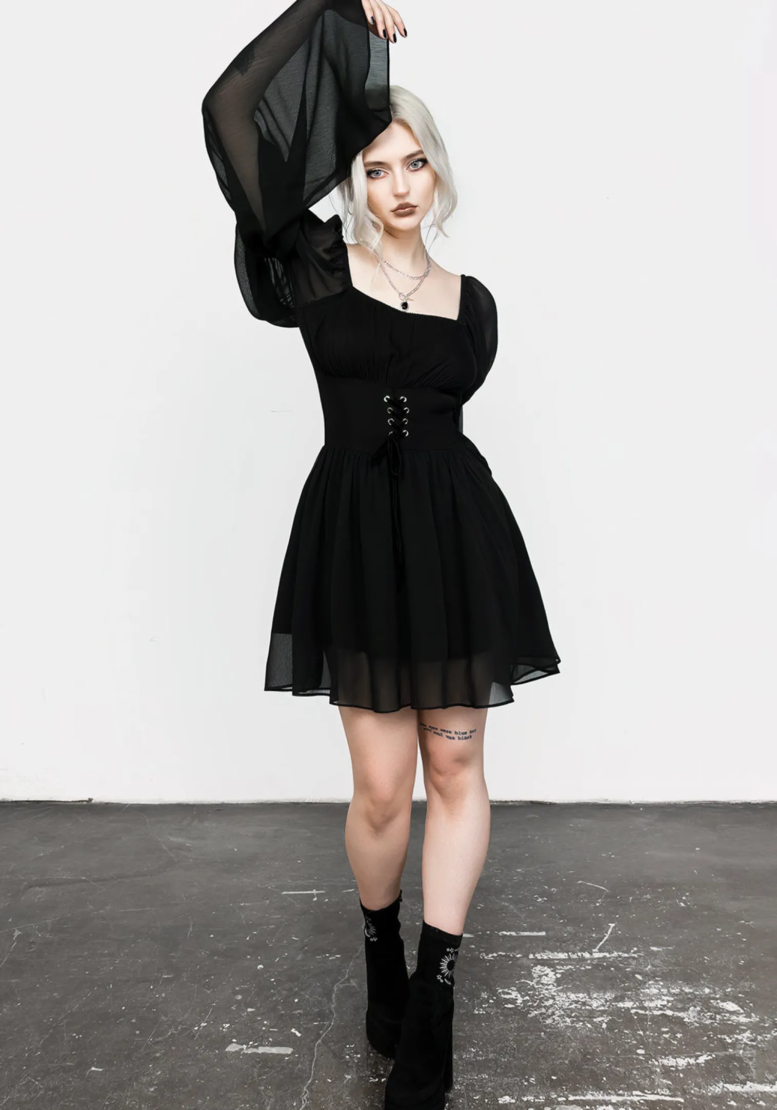 Bonnie Sheer Lace Up Mini Dress