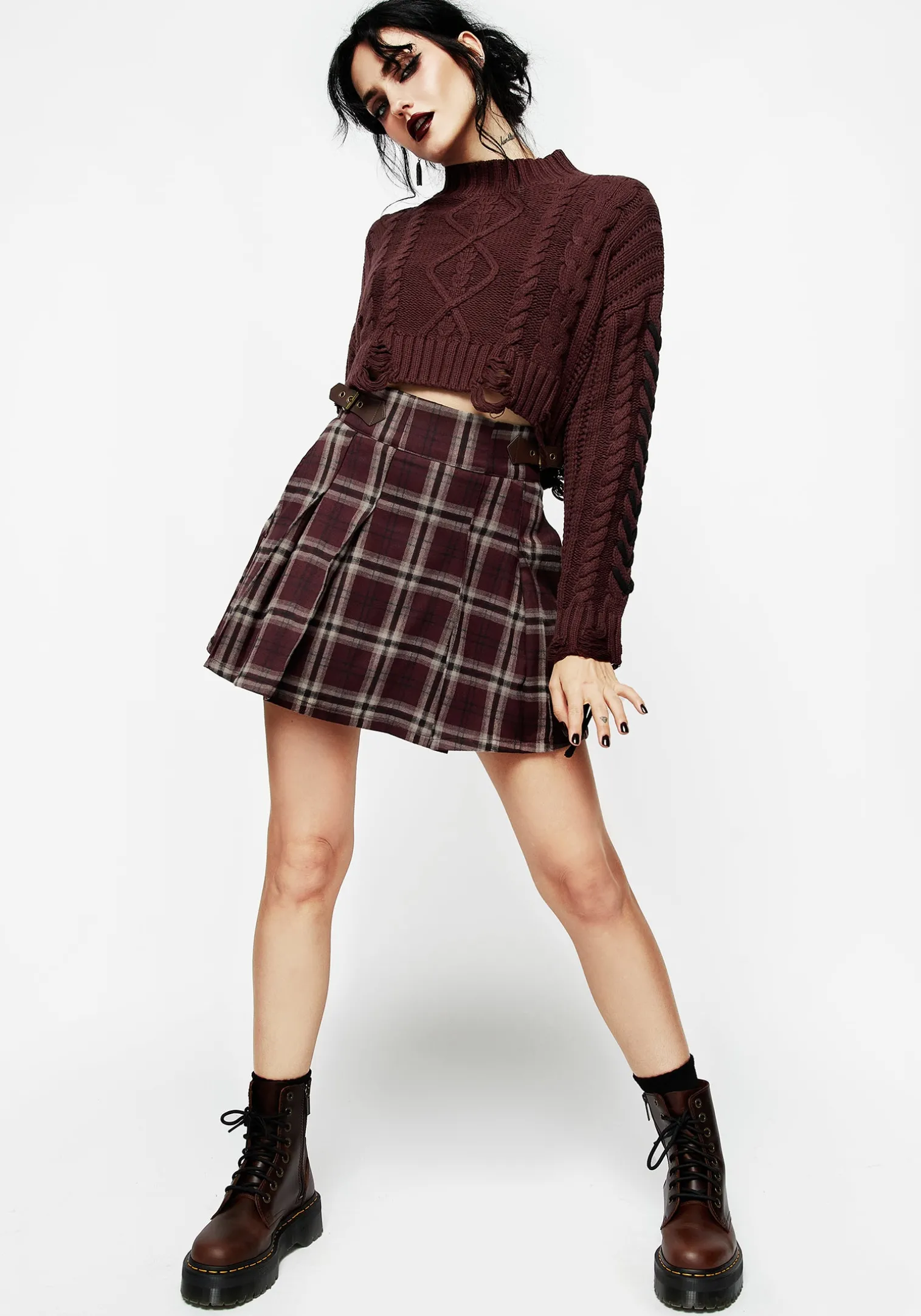 Bramble Check Pleated Mini Skirt