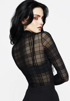 Buffy Check Mesh Top