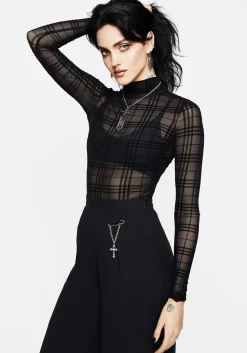 Buffy Check Mesh Top