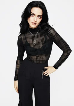 Buffy Check Mesh Top