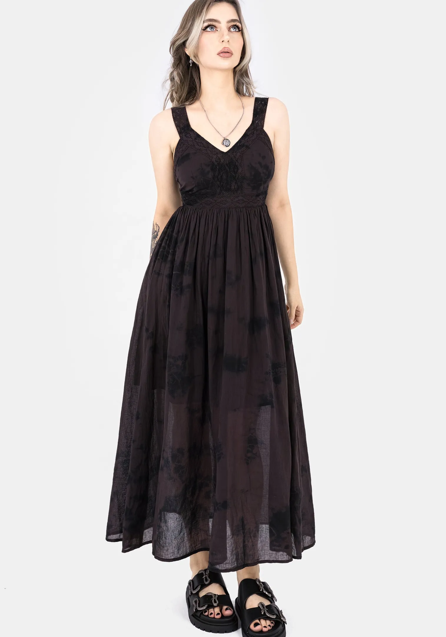 Burnout Tie Die Cotton Midaxi Dress