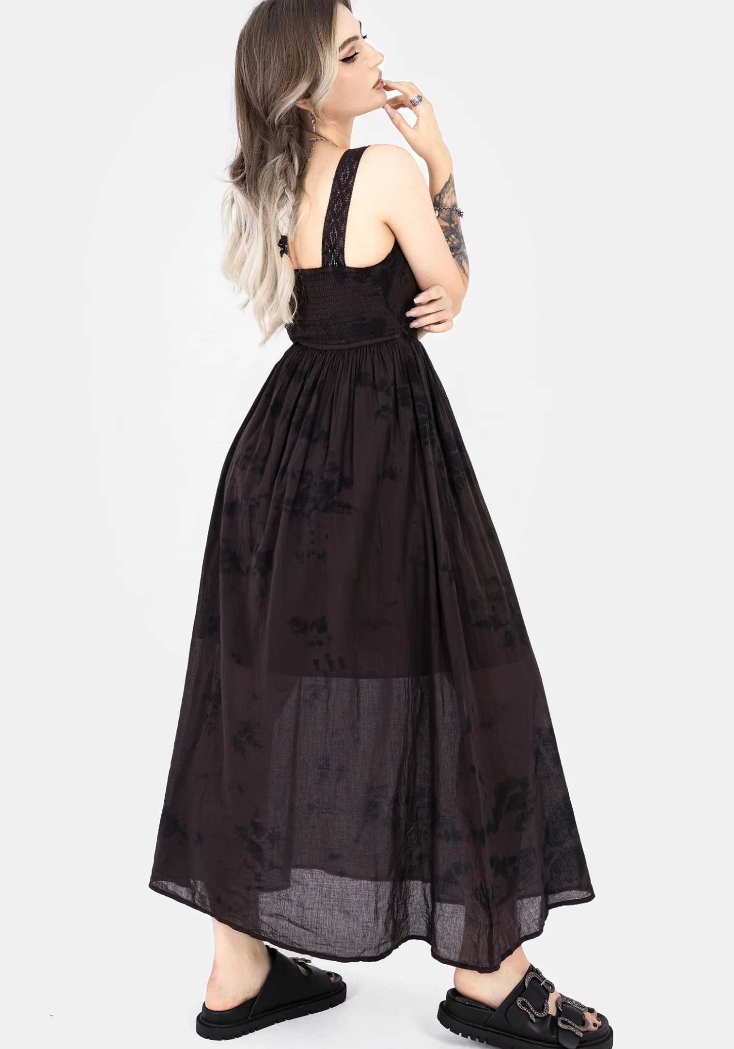 Burnout Tie Die Cotton Midaxi Dress