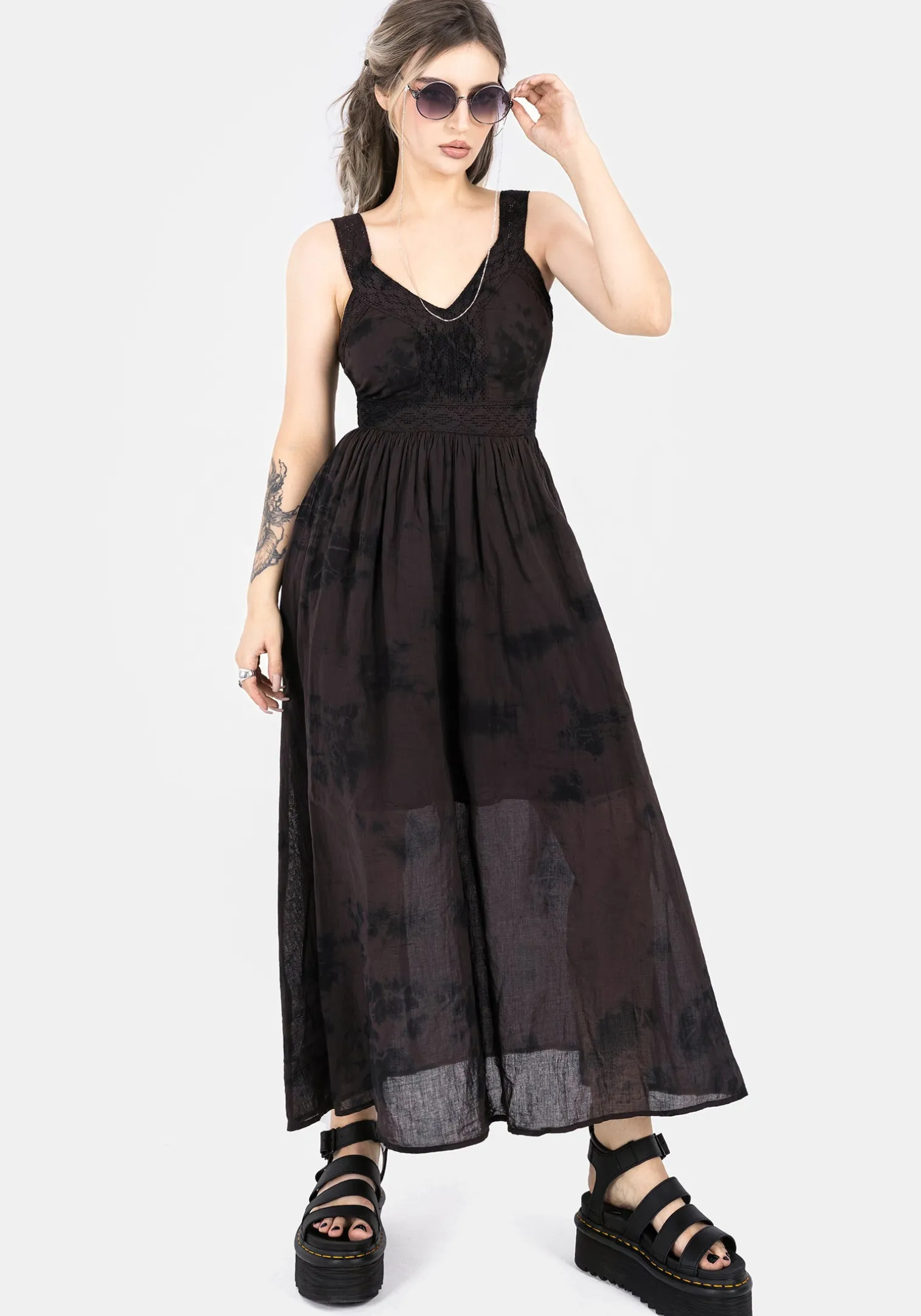 Burnout Tie Die Cotton Midaxi Dress