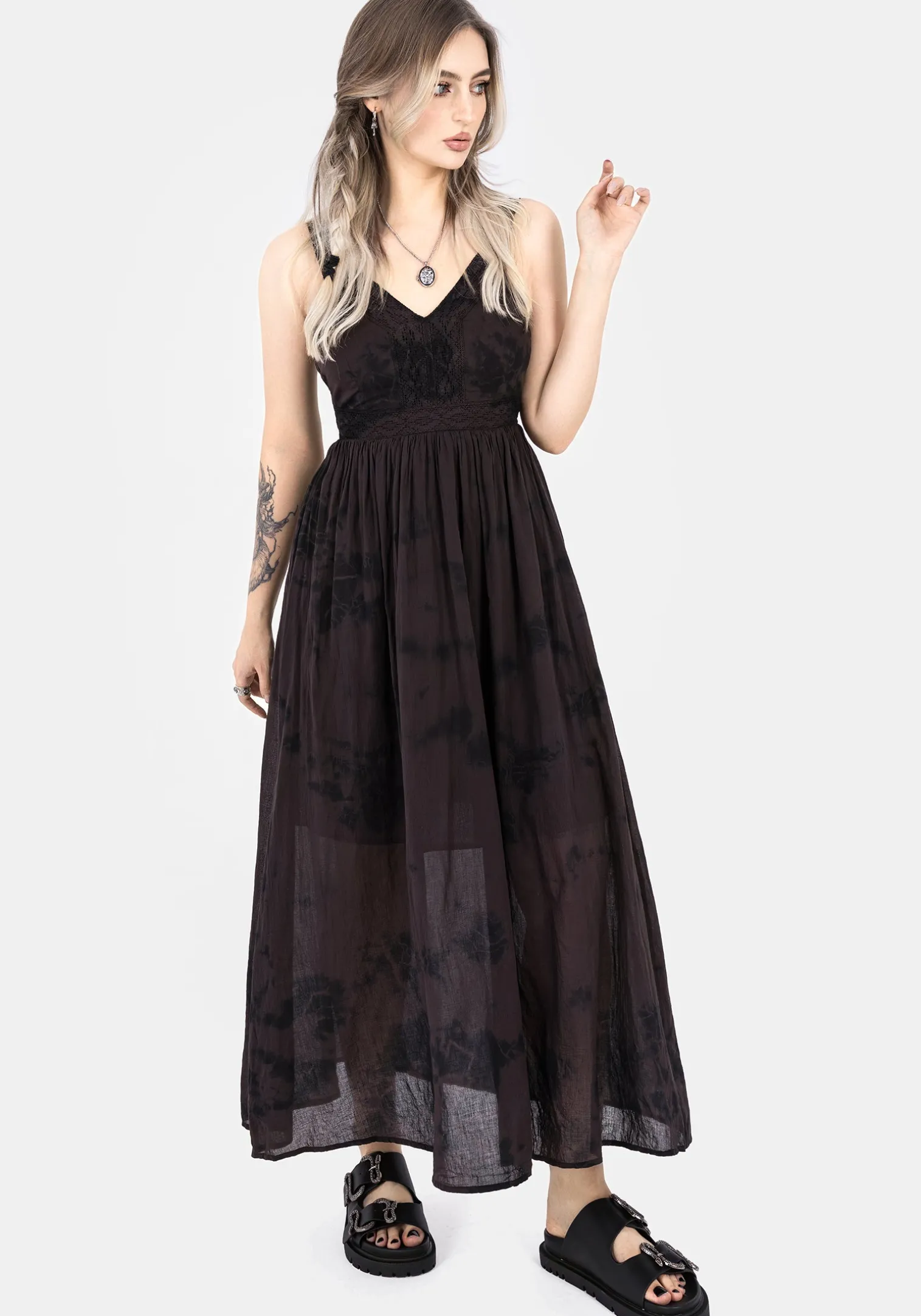 Burnout Tie Die Cotton Midaxi Dress