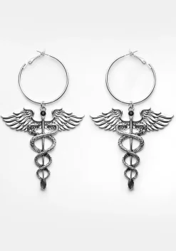 Caduceus Hoop Earrings
