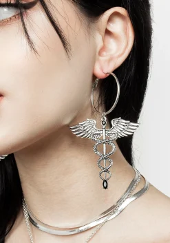 Caduceus Hoop Earrings