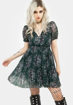 Cailleach Puff Sleeve Pleated Mini Dress