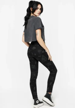 Callopistria Moth Print Denim Skinny Jeans