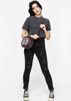 Callopistria Moth Print Denim Skinny Jeans