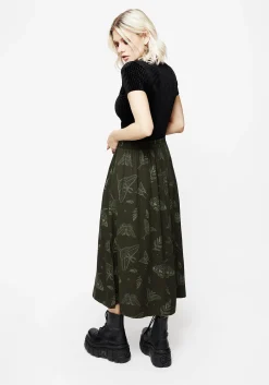Callopistria Moth Print Midi Skirt - Green