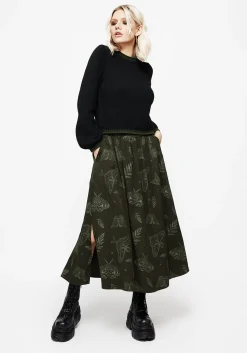 Callopistria Moth Print Midi Skirt - Green