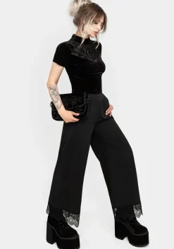 Cameo Floral Flocked Mesh Velour High Neck Top