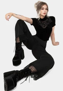 Cameo Floral Flocked Mesh Velour High Neck Top