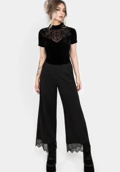Cameo Floral Flocked Mesh Velour High Neck Top