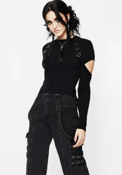Captive Hardware Cut Out Rib Sweater