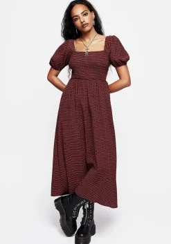 Carmine Check Midaxi Smock Dress