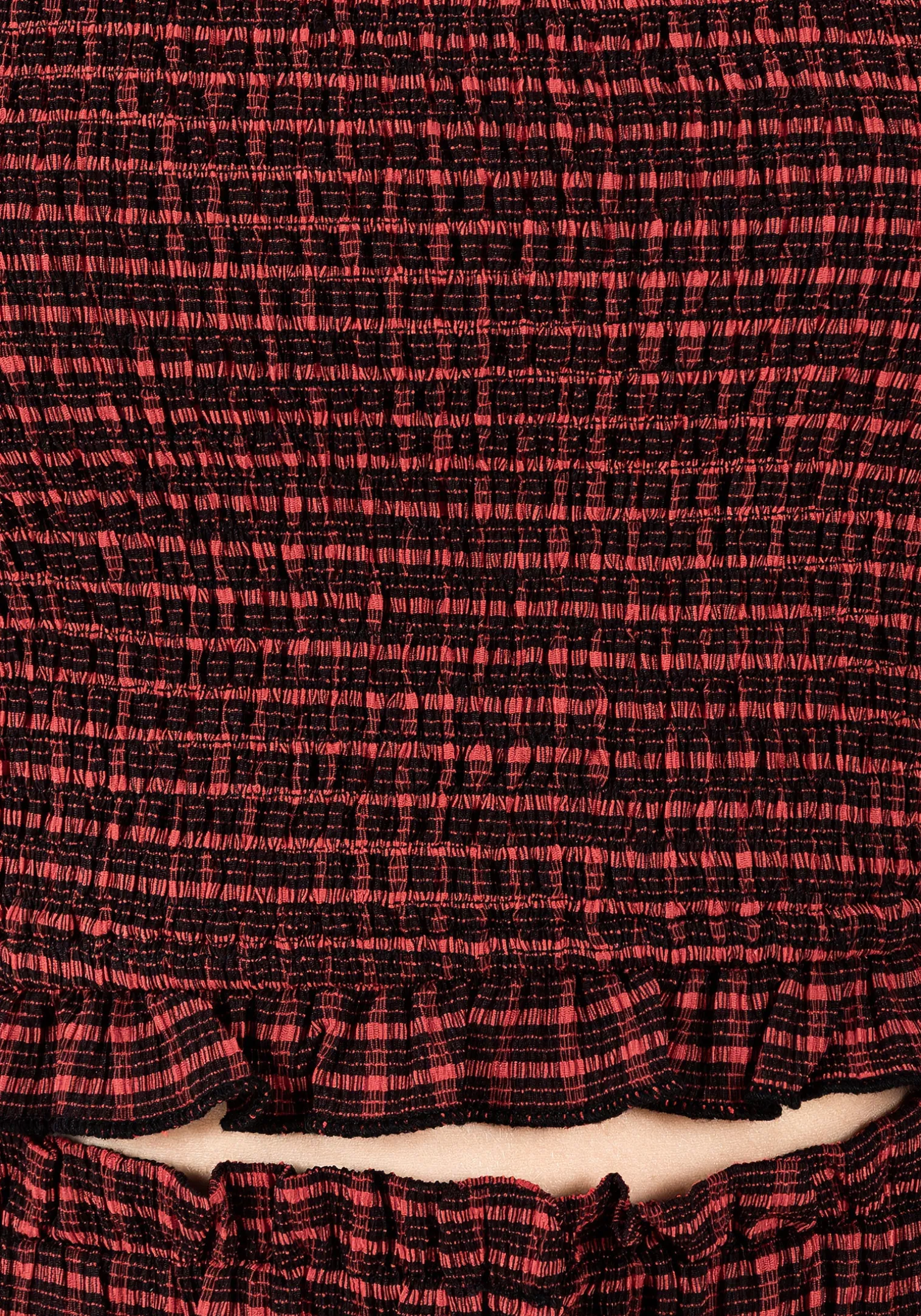 Carmine Textured Check Crop Top