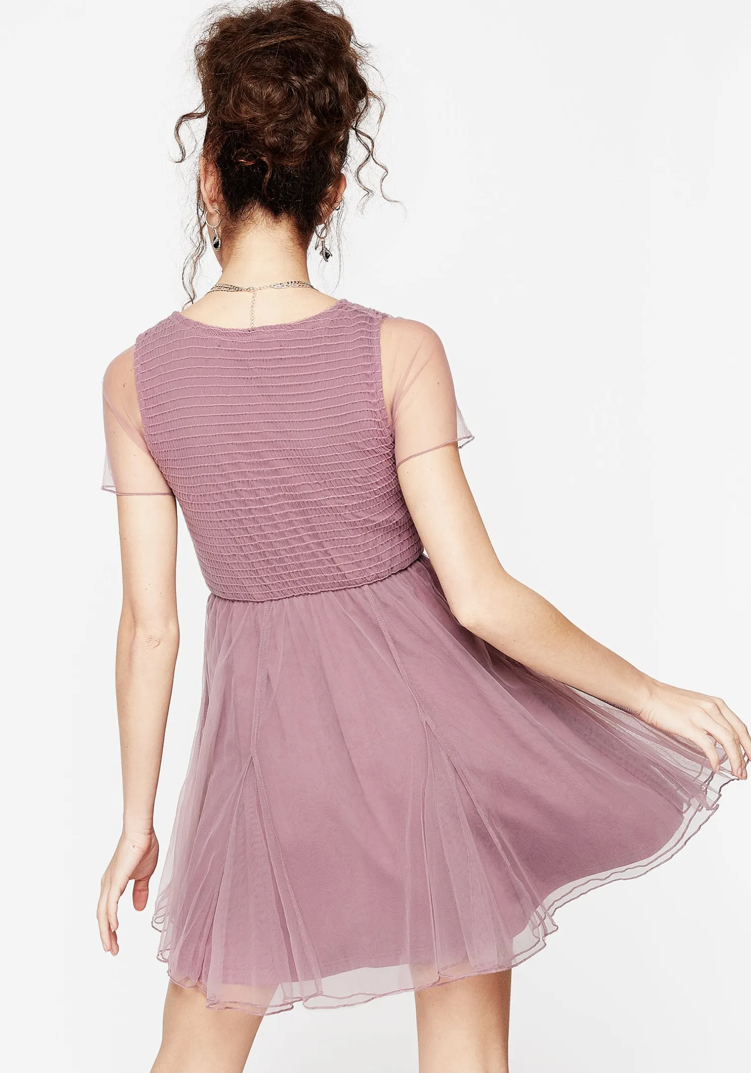 Carolina Godet Shirred Mini Dress