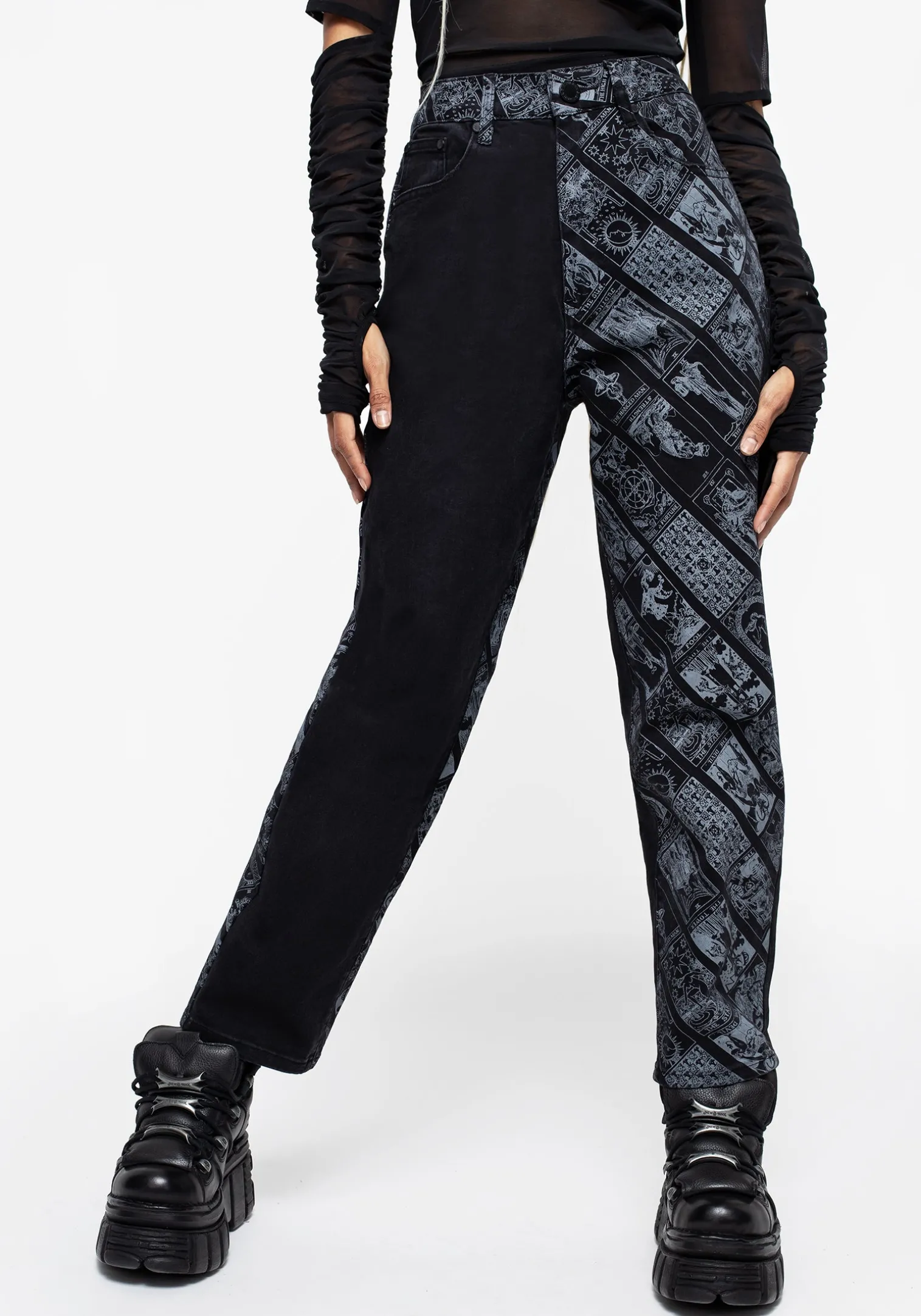 Cartomancy Printed Mom Jean