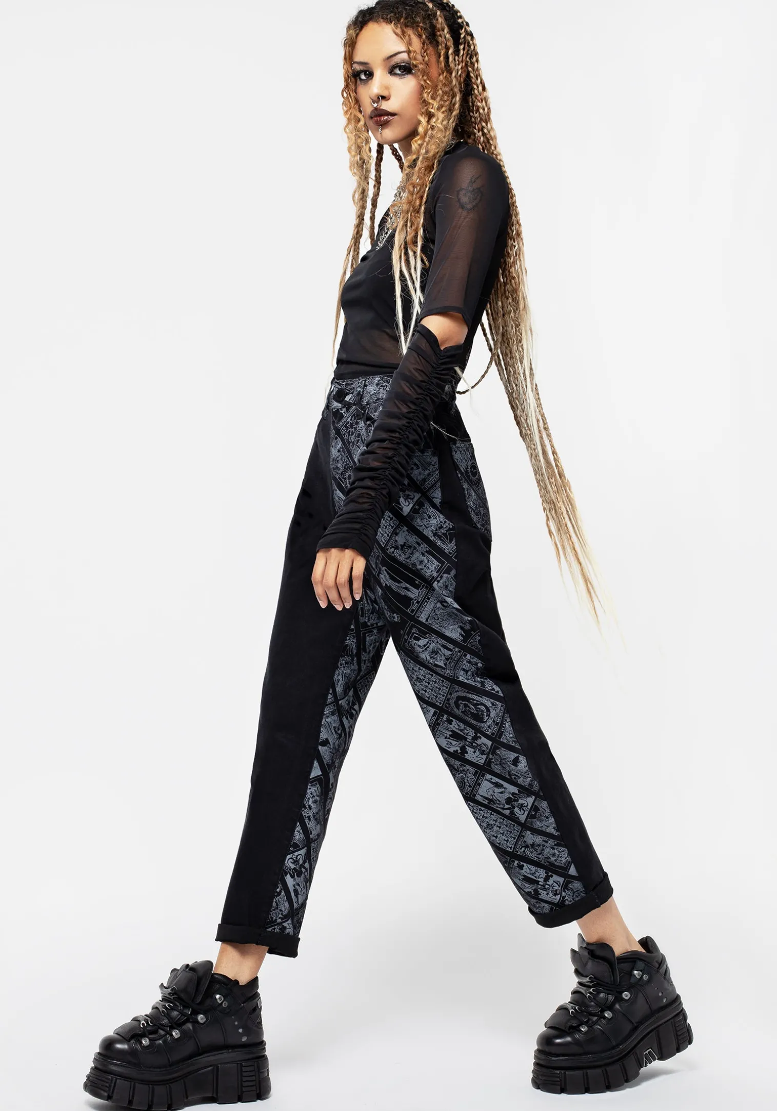 Cartomancy Printed Mom Jean