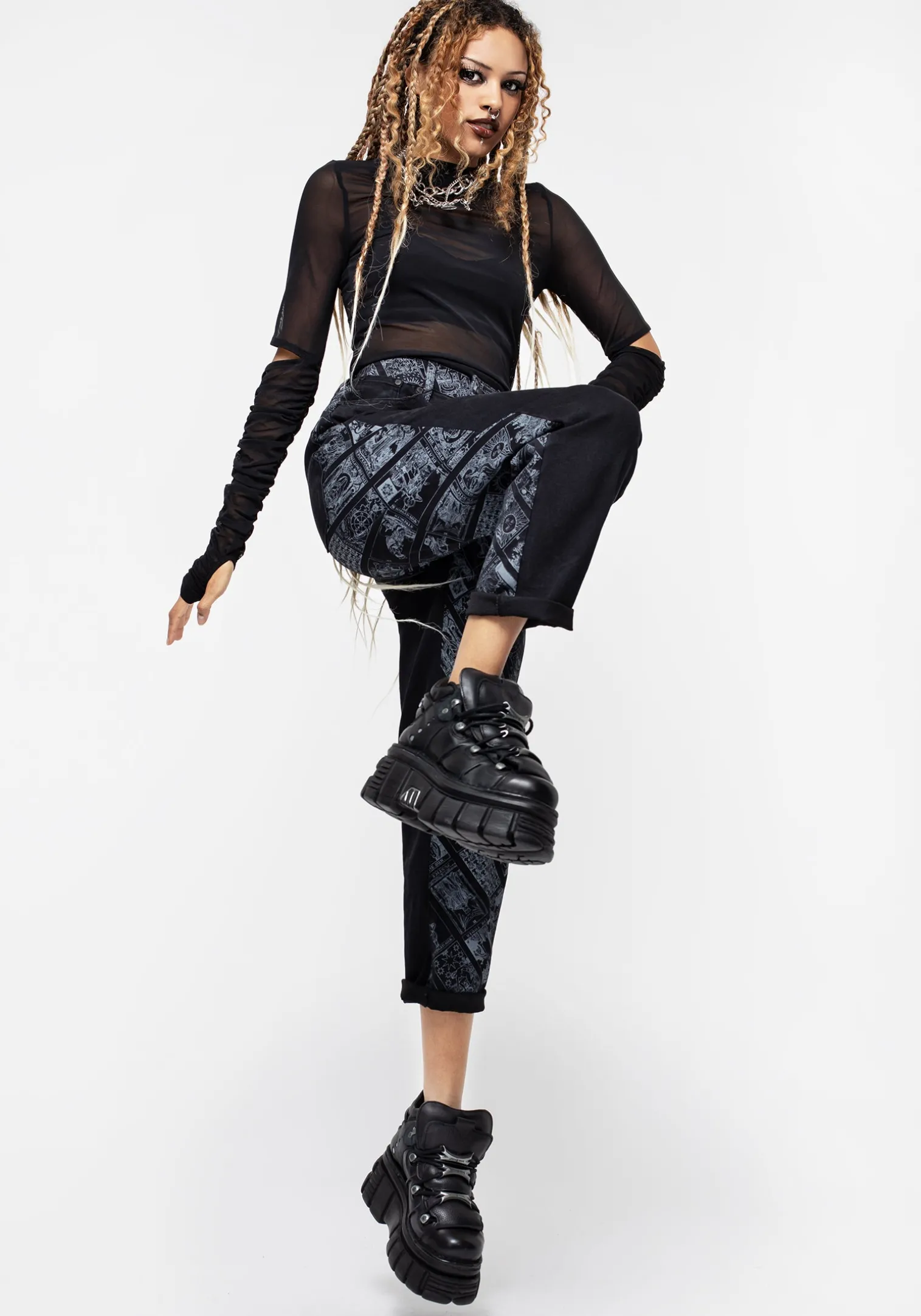 Cartomancy Printed Mom Jean