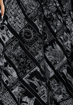 Cartomancy Scoop Neck Mini Smock Dress